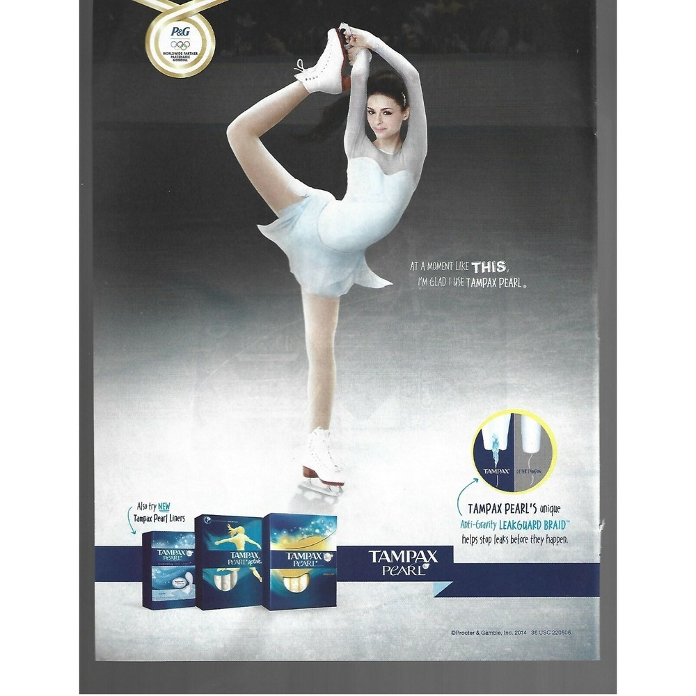Print Ad Tampax Pearl Tampons Olympics Figure Skater Skating Color 2014